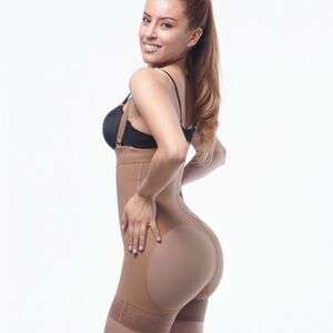 Lipo Express Olivia 1684 Short Strapless Fajas Bodysuit Girdle Cocoa 2X NEW